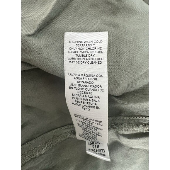 Chico's 1 Blouse Woman's Size M Green Button-down Rayon Pleated Pockets Work Top - Picture 8 of 9